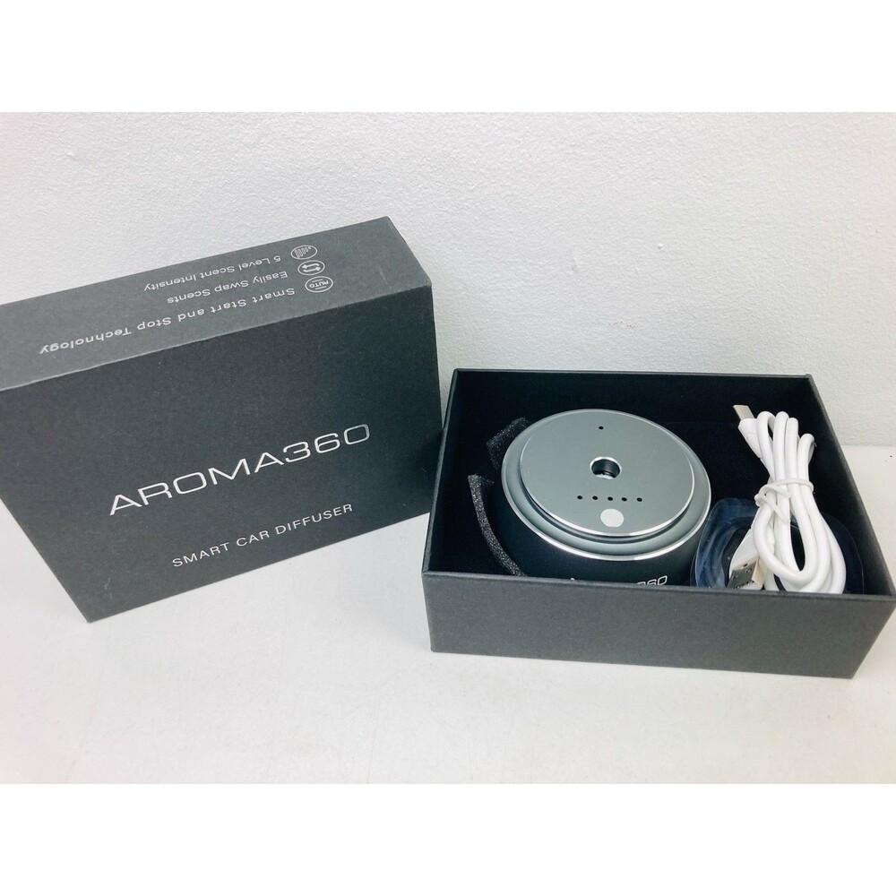 AROMA 360 Smart Car Essential Oil Diffuser Gray With USB Cord & Box - No Oil